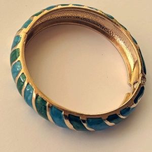 Adjustable Enamel Metallic Bangle Bracelet - Blue